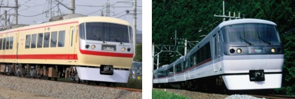 Seibu'nun eski Red Arrow trenleri yeni tasarımdan çok farklı.