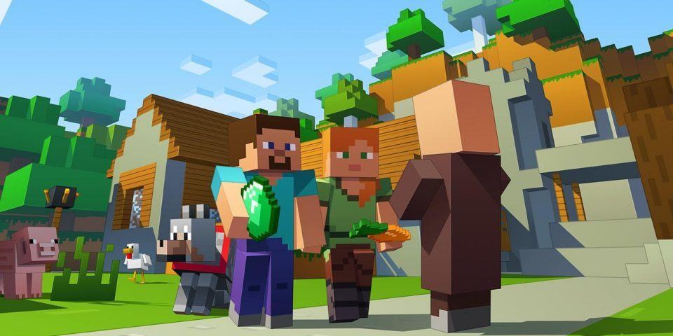 Minecraft-characters-trading-with-villager