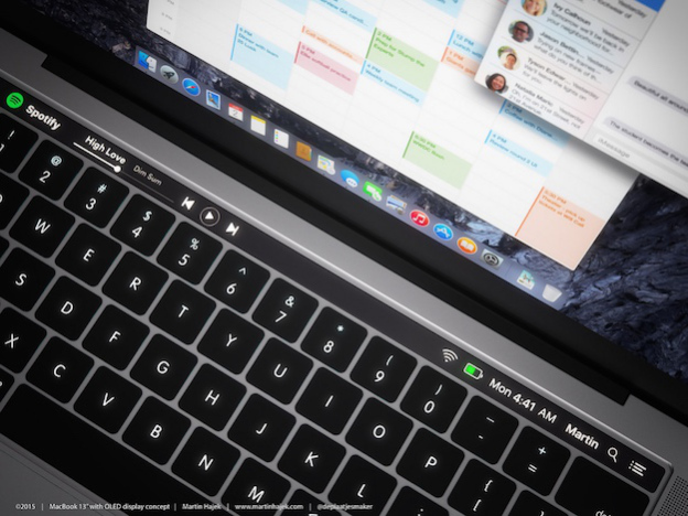 Dokunmatik fonksiyon barı bulunan MacBook konsepti